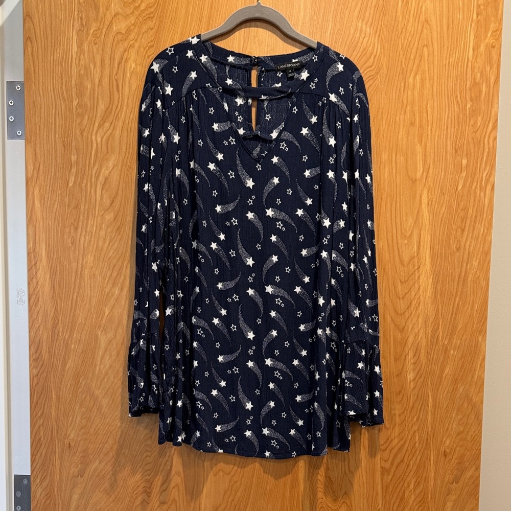 Lane Bryant Navy Star Pattern Blouse